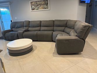 Gray Sectional Couch with Motorized Recliner