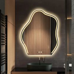Makeup Mirror with Lights, LED Bathroom Vanity Mirror, Wall Mounted Lighted Mirror with High Lume, Shatter-Proof, for Bedroom, Bathroom, Living Room, 