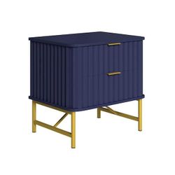 2 Drawer Blue Nightstand Storage Cabinet
