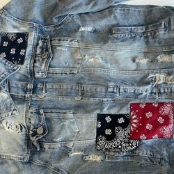 🧥 Custom Bandana Print Jean Jacket – $60 OBO