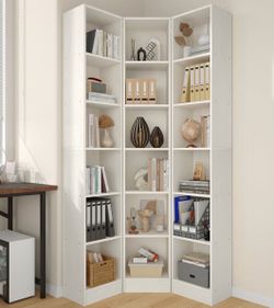 6-Tier Corner Book Shelf, 3 in 1 Tall Open Cube Storage Shelf