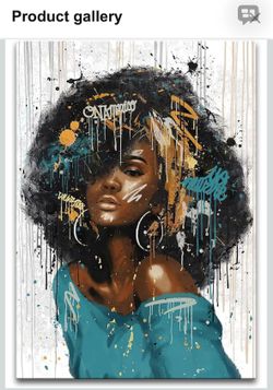 Wall Art Black Woman Beauty Painting Canvas Prints Living Room Bedroom Bathroom Frame decor Home Decoration Ready to Hang 12x16 inch