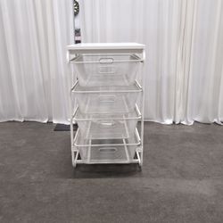 IKEA White Metal Four-Drawer Mesh Drawer Unit