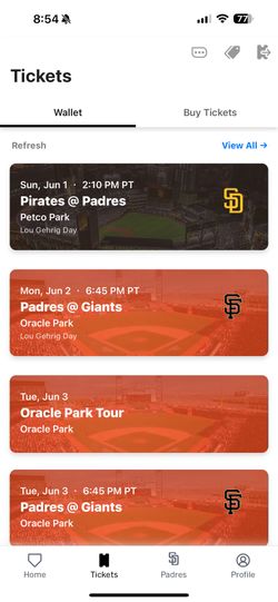 2 Tickets For Todays Padres Game (6/1/25) $40 Each 