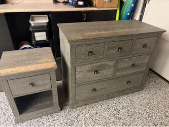 Pottery Barn Rustic Gray Dresser + Matching Nightstand – Solid Wood – Great Storage