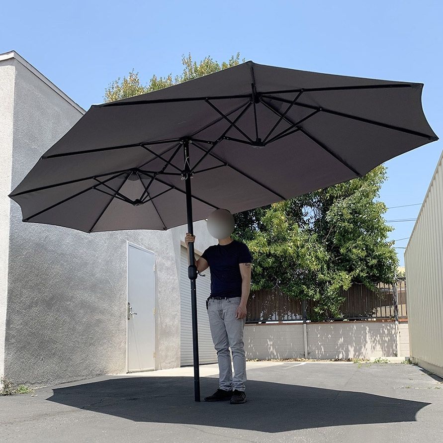 $95 (Brand New) Large 15 ft double sided umbrella outdoor patio garden yard (weight base not included)