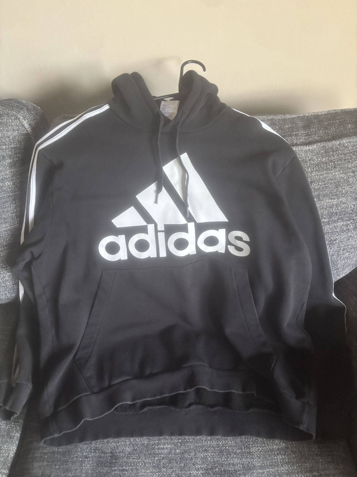 Adidas Men’s Black and White Hoodie