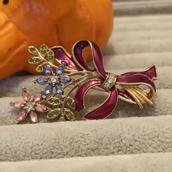 Ribbon Bouquet Flower Classic Unique Exquisite Enamel Brooch Pin Jewelry