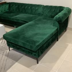 Green Couch Sofa L Shape 
