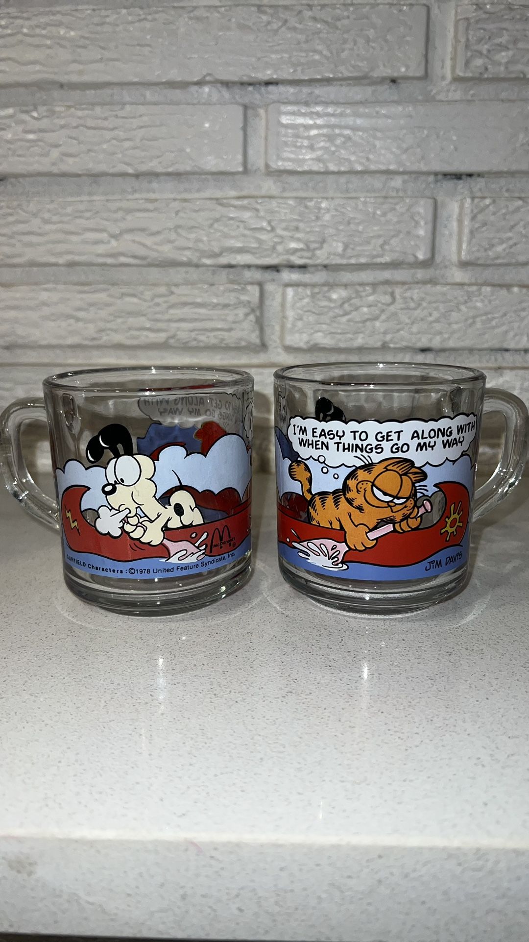 Vintage 1978 Garfield and Odie McDonald’s Mug Set