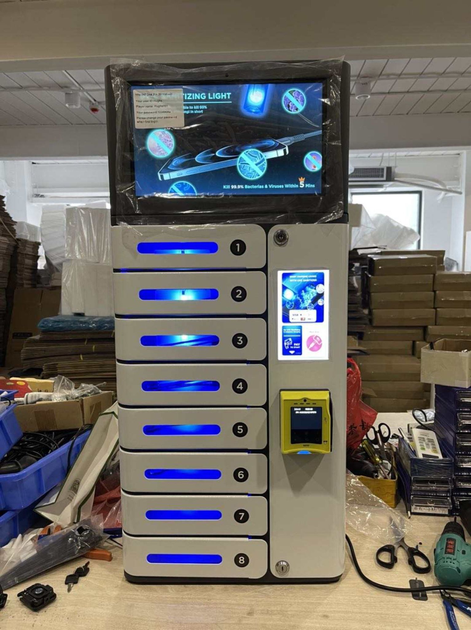 Charging Locker Station – 8 Lockers | Great for Events & Bars | Works in Party Mode