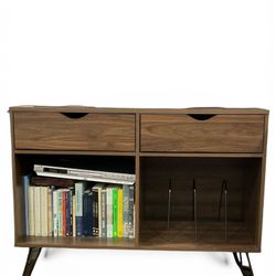 TV and LP Record Album Stand With Two Drawers