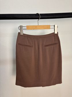 Vintage Brown Mini Pencil Skirt with Pockets