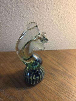 Mdina Glass Seahorse Greens And Blues Art Glass 2” X 7”