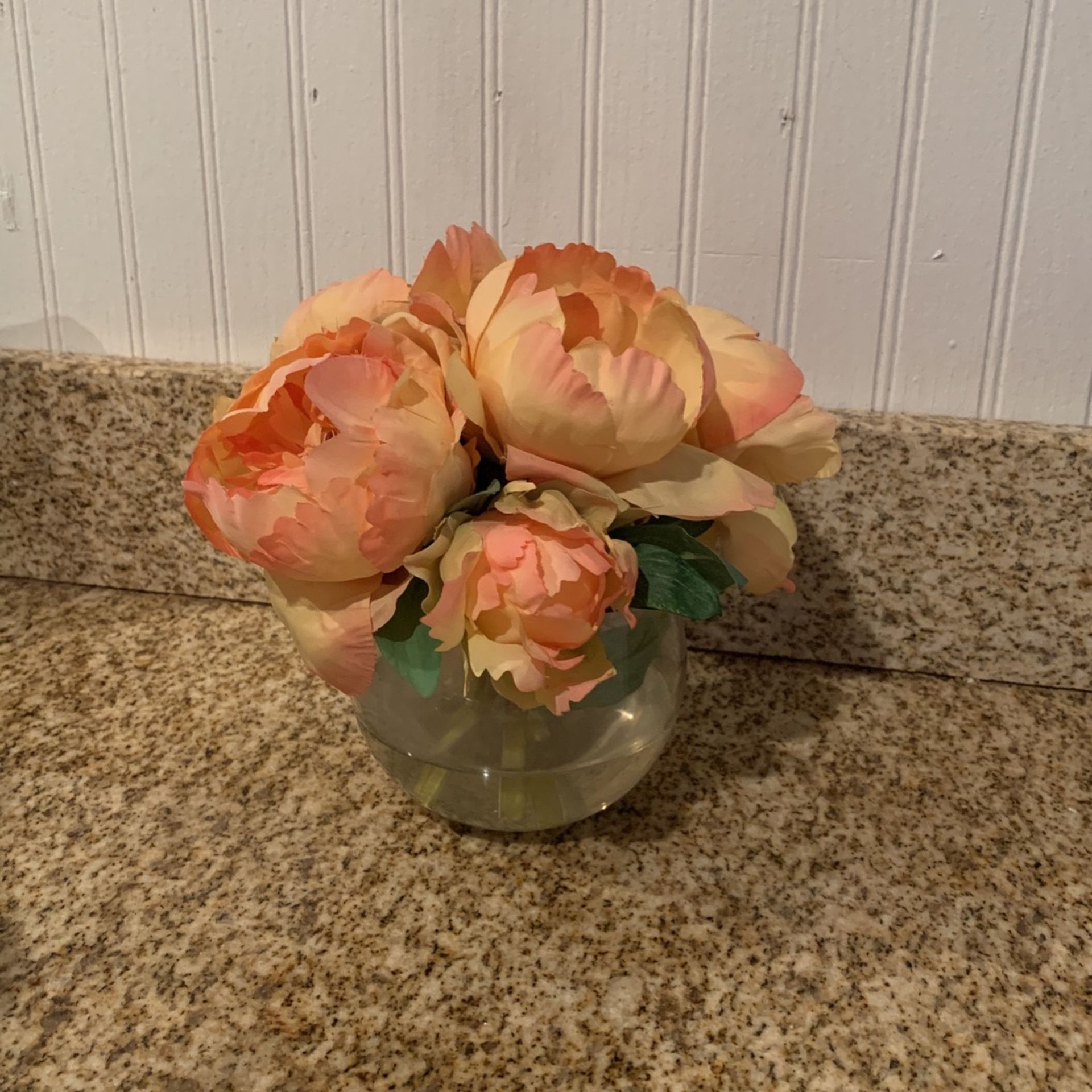 Decorative Faux Flower In Glass Vase