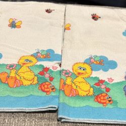 Vintage Receiving Blankets Sesame Street Set of 2