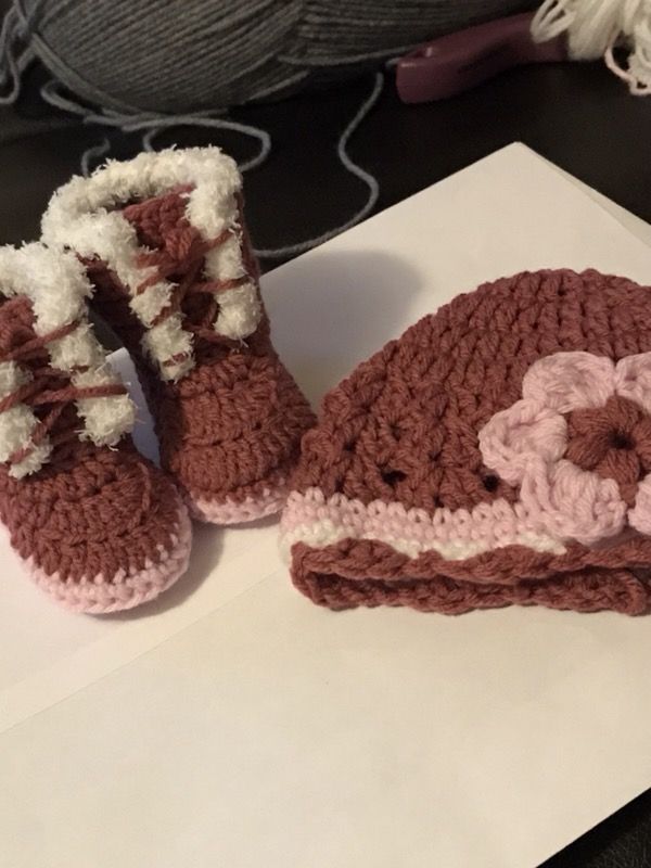 Baby hat boot set crochet