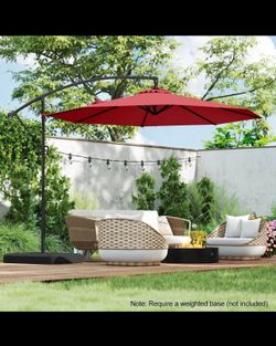 Burgandy 10ft Offset Patio Umbrella with Tilt & Crank (Cantilever Style)