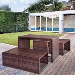 Outdoor Patio Furniture 4 PCS Rattan Sofa Wicker Chair Cushions Table Set Chairs