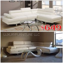 New white bonded leather sofa sectional