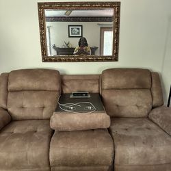 Recliner Sofa  Love Seat With charger Ports Good