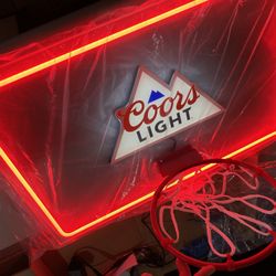 🌟 Coors Light Basketball Backboard Mini Hoop Beer Bar sign Light 
