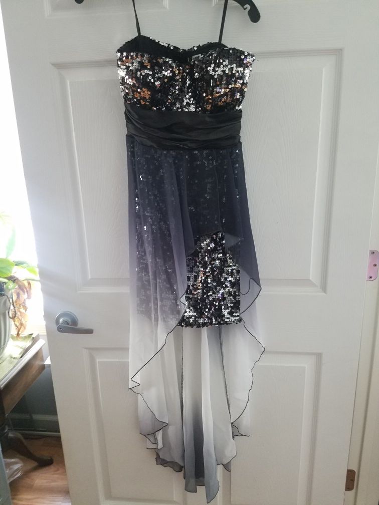 Black and white sequin dress