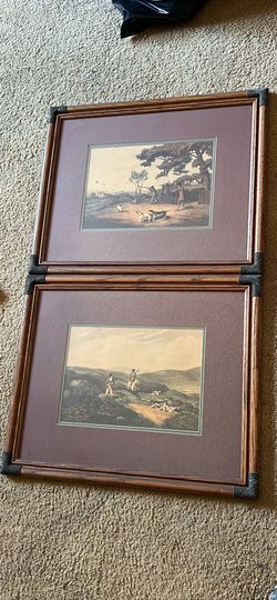 Set of 2 Framed Hunting Prints 16x20