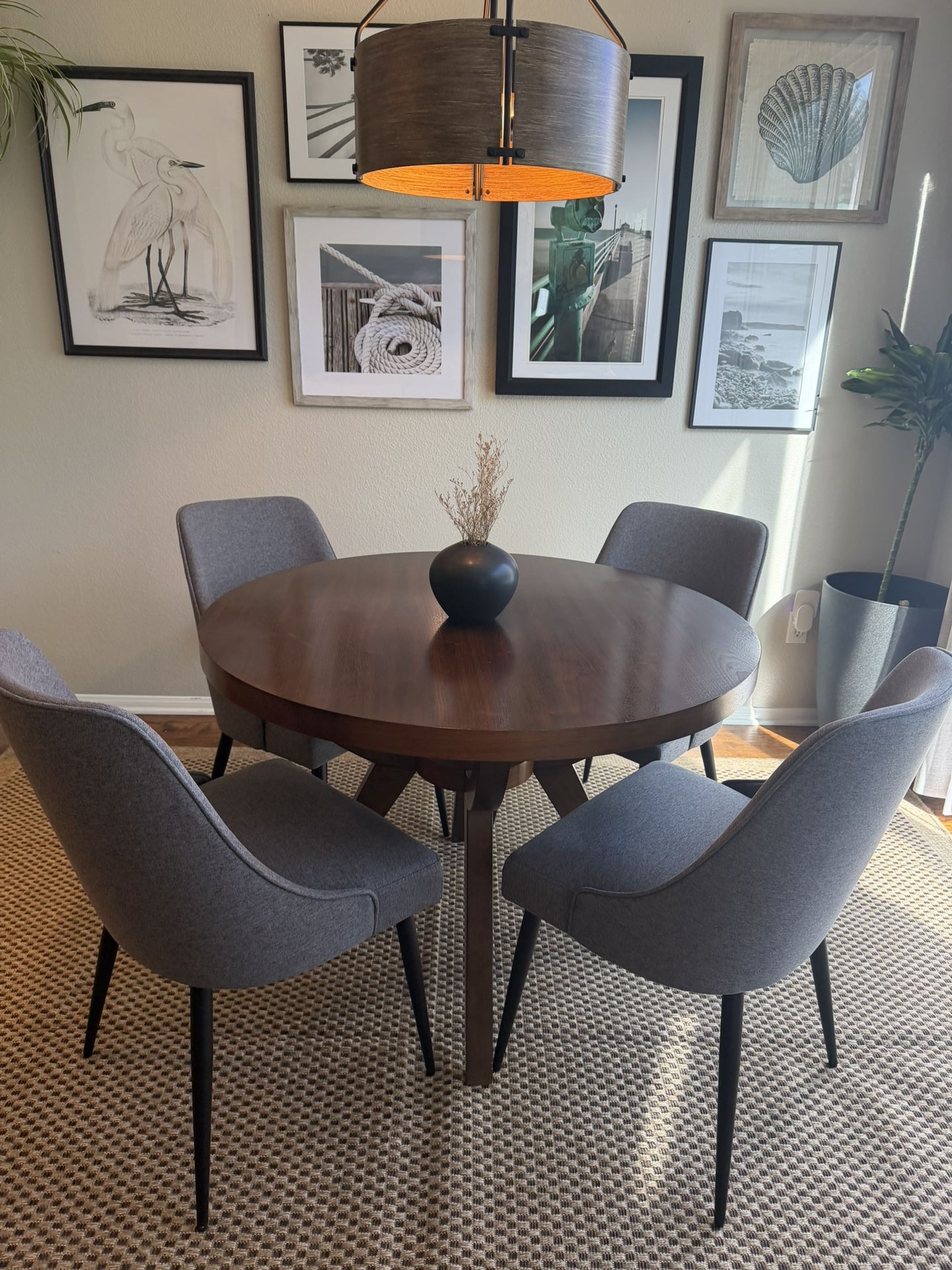 West Elm Dining Table And Grey Chairs
