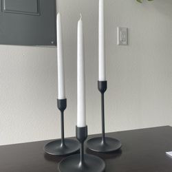 Black Metal Candle Holder And Candles 