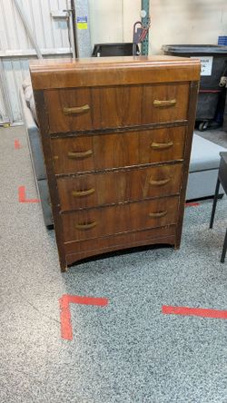 Vintage Art Deco Waterfall Dresser. Needs some love. Good Bones.