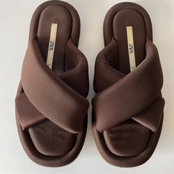 Women’s ZARA Quilted Brown Sandals