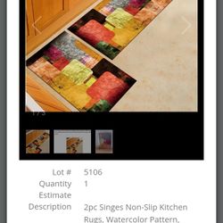 New Singes Watercolor Non-Slip Kitchen Rug Set 