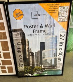 2 Mainstays 27" x 40" Plastic Picture Frames, Black