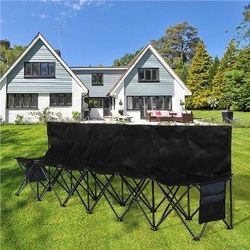 6-Seat Folding Bench, Portable for Sports Camping, Folding School Bench, Oxford Soccer Bench