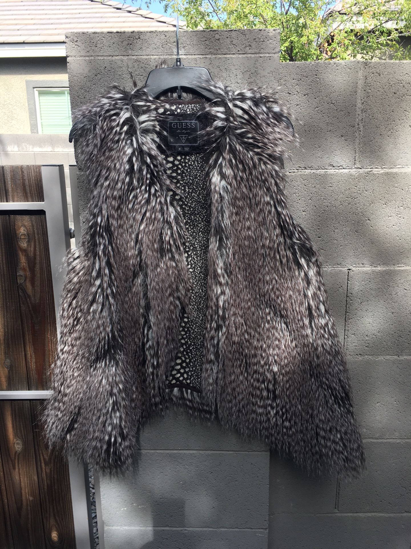 Guess Faux Fur Vest, Medium