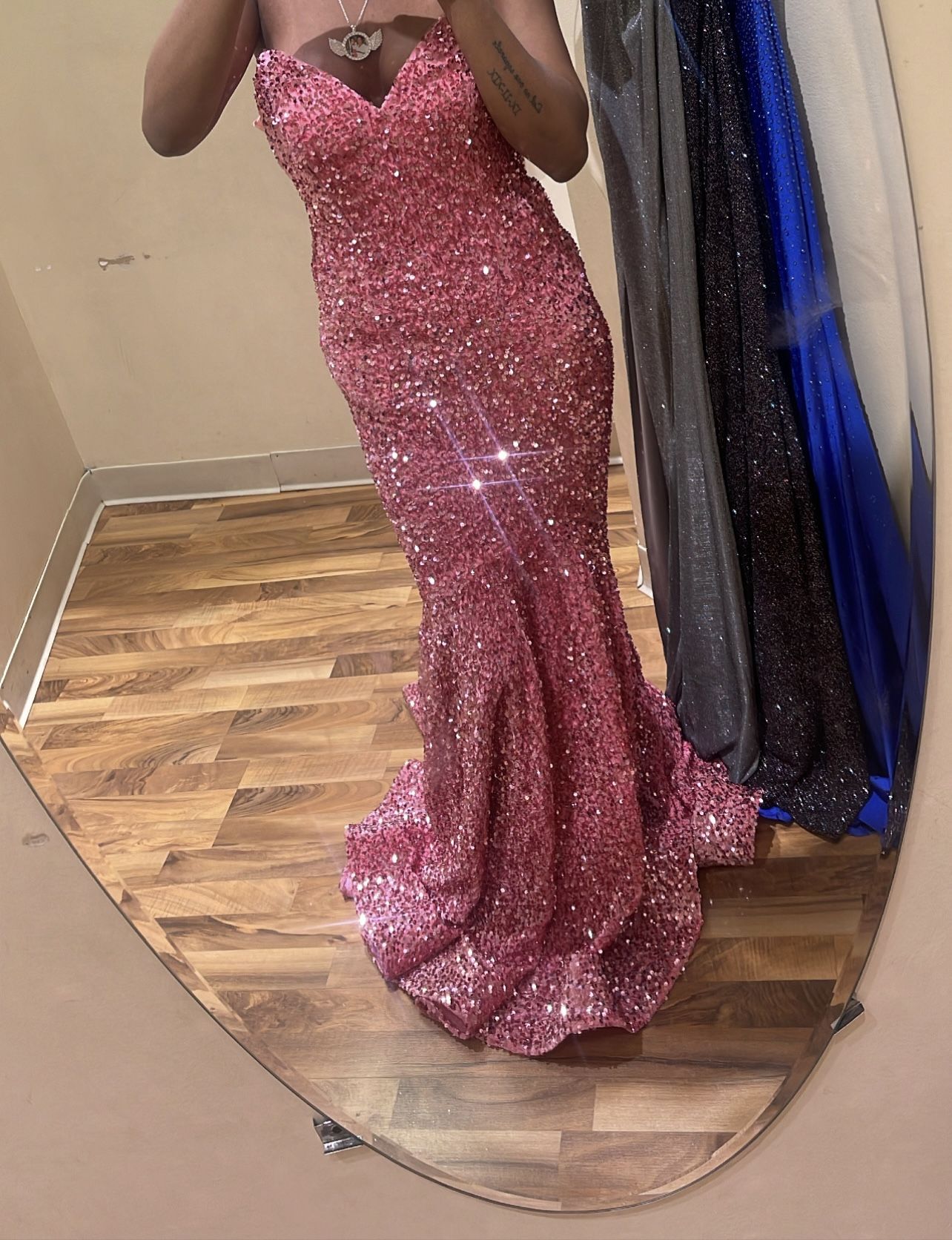 Pink Sequin Prom Dress