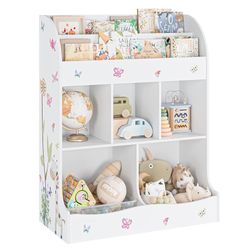 Toy Storage Organizer with Bookcase, Kids Bookshelf, Toy Storage Storage Cabinet with Cubbies and Bookshelf for Children's Room, Playroom,
