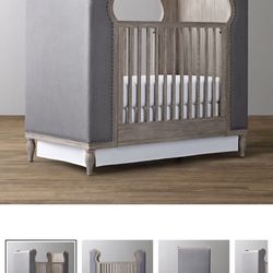 RH Classic Grey Upholstered Crib + Changing Table