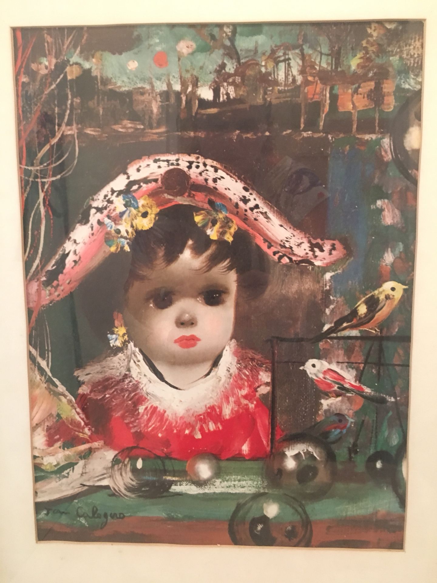 Pair of vintage French Dolls Framed Prints by Jean Calogero