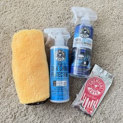 Chemical Guys Sprays, Microfiber Towel, and Car Freshener 
