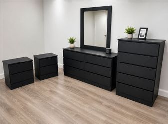 Dresser Whit Mirror,  Chest And 2 Nightstands  - Cómoda Con Espejo,  Gavetero Y 2 Mesitas de noche