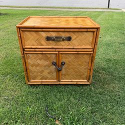 Vintage Bamboo Nightstand / Accent Cabinet