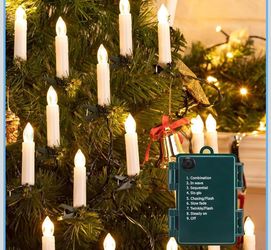 50LED Battery Operated Christmas Tree Candles, Flameless 48FT Clip On Lights with 8 Modes 16T