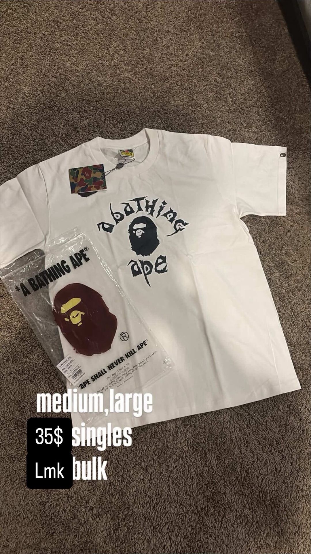 Bape Tee All White Design