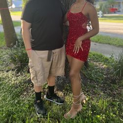 Alyce Paris Red Sequin Homecoming Dress