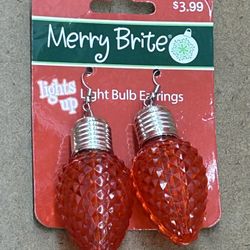 2020 CVS Pharmacy MERRY BRITE 1 Pair RED Lightbulb EARRINGS For CHRISTMAS 👀 (please read des)