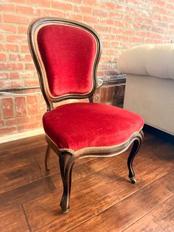 Vintage French Red Velvet Accent Chair – Made in France