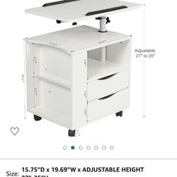 NIB - White Nightstand w/ wheels