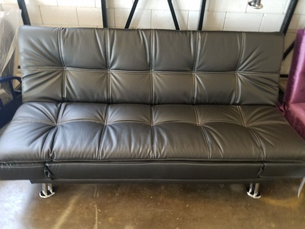 Black Leather Futon